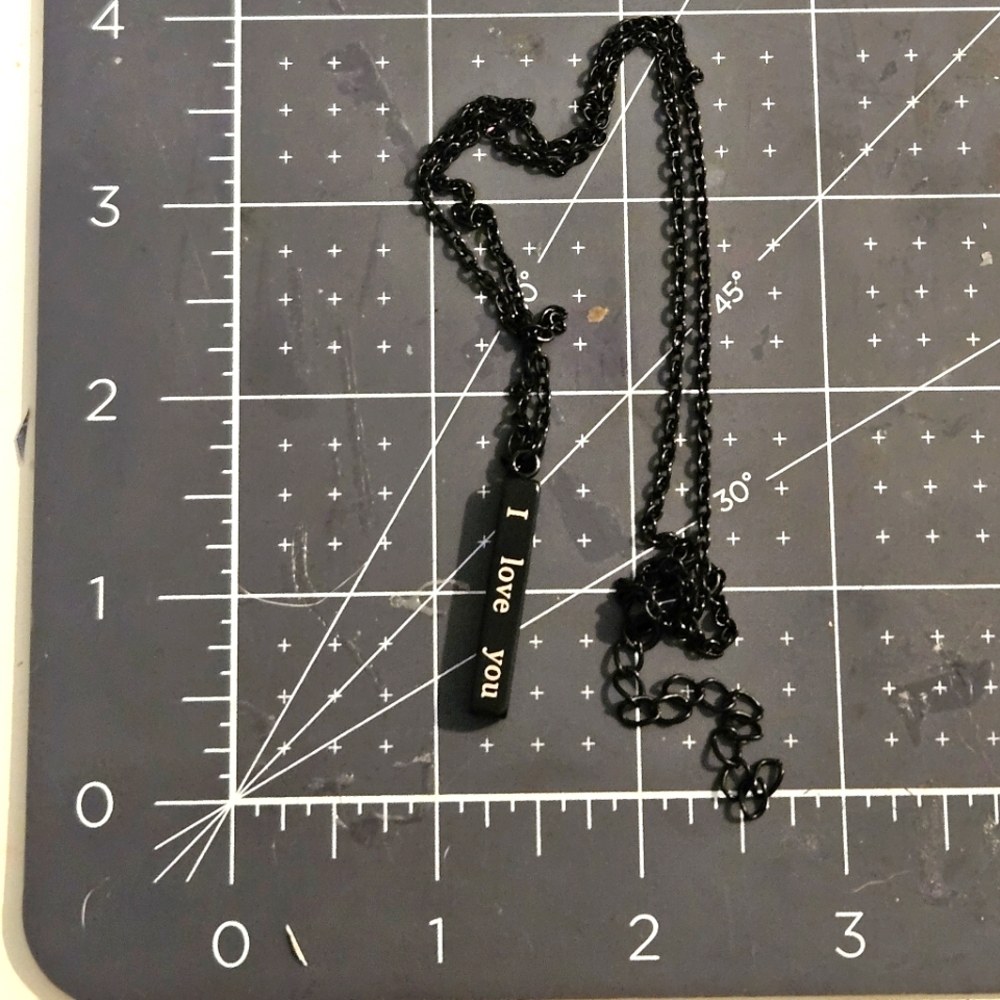 Men's Stainless Steel Black Bar Necklace